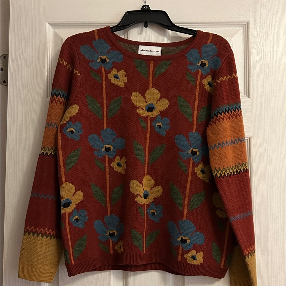 Alfred Dunner Red Floral Sweater